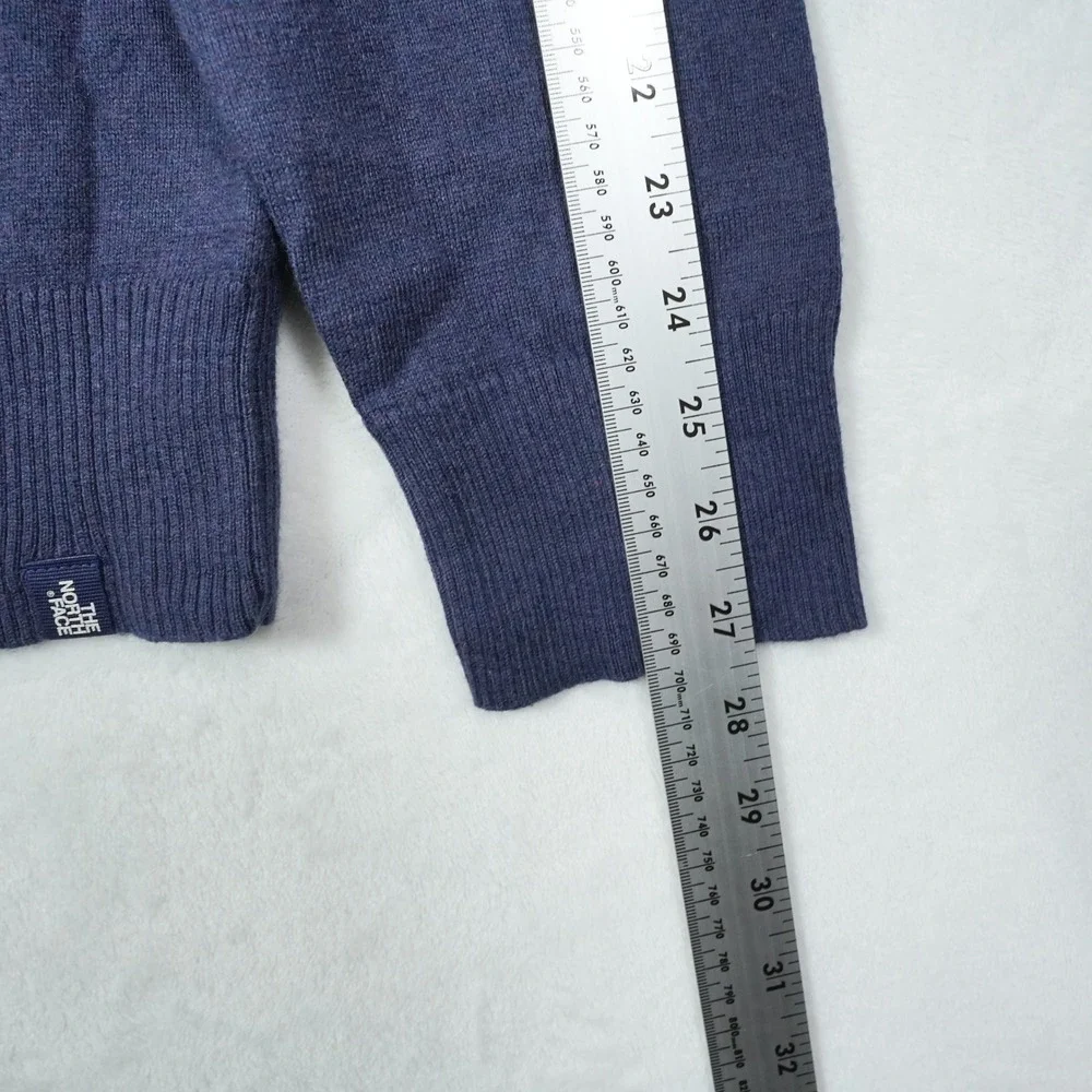 The North Face Mens XL V-Neck Sweater Navy Blue Wool Blend Pullover TCJ4+TMJ4